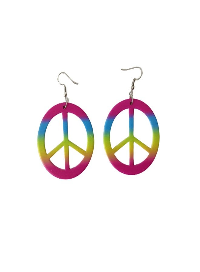 Kicomvi Acrylic Hippie Peace Drop Earring 70s 80s Neon Earrings Halloween Peace Pendant Fluorescence Retro Acrylic Dangle Earring for Women 80's Party-colorful - Image 1